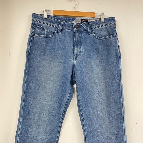 Volcom Kinkade Regular Straight Light Wash Womens Jeans 34 Blue High Rise Denim - Picture 4 of 13